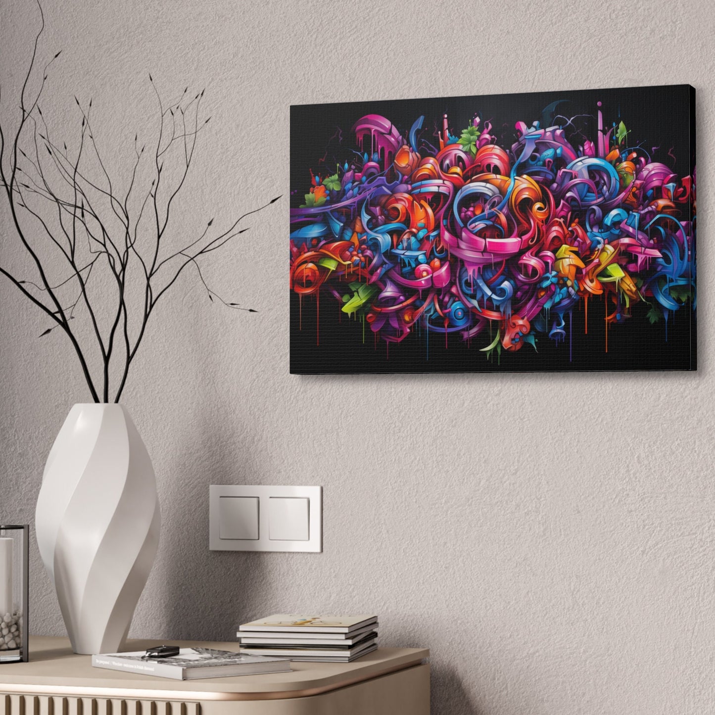 Unique College Dorm or New Apartment Wall Art | Multi-colored Graffiti Style print 2. Ai generated.