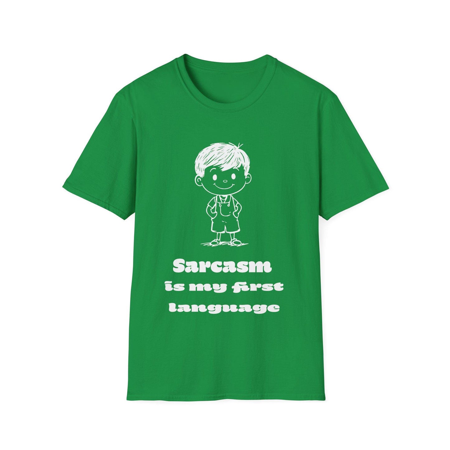 Cartoon Kid Unisex Softstyle T-Shirt, Sarcasm Is My First Language, Funny Graphic Tee, Sarcastic Shirt, Humor Top, Gift for Joke Lovers