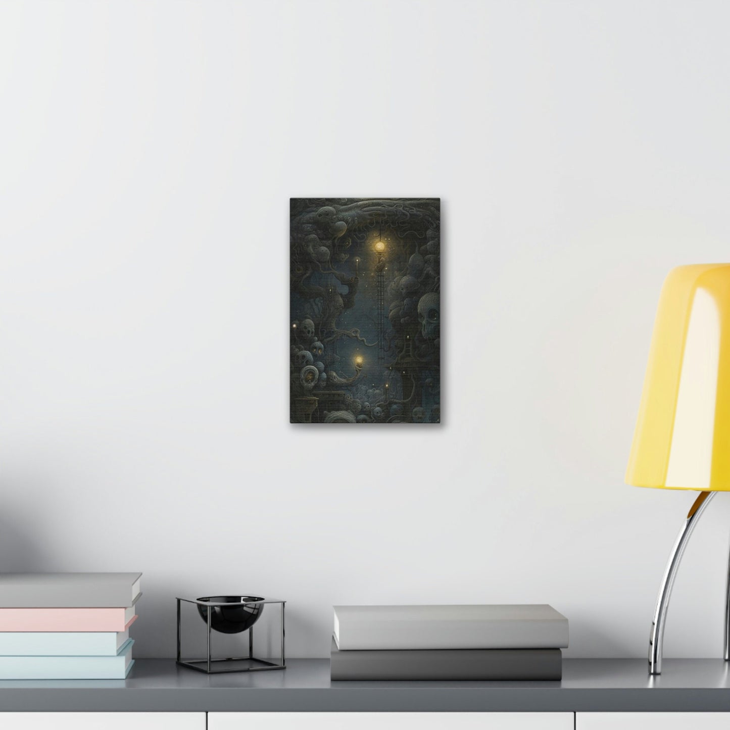 Unique wall art for college apartments or new homes | Surreal AI-Art Print: Starry Night Inspired with H.R. Giger, Szukalski, and Beksinski
