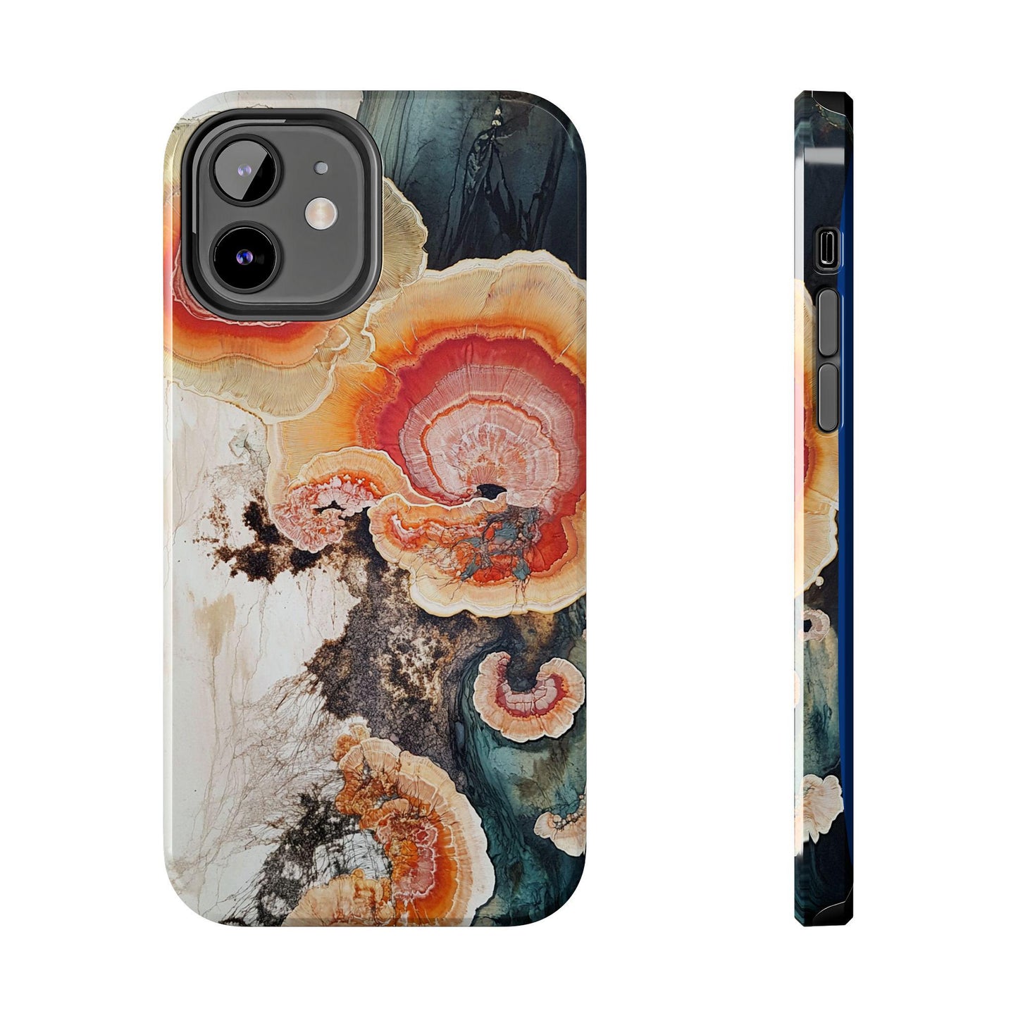 Abstract Fungal Inspired Phone Cases, Tough Samsung iPhone Cover, White Red Blue Orange Art Design