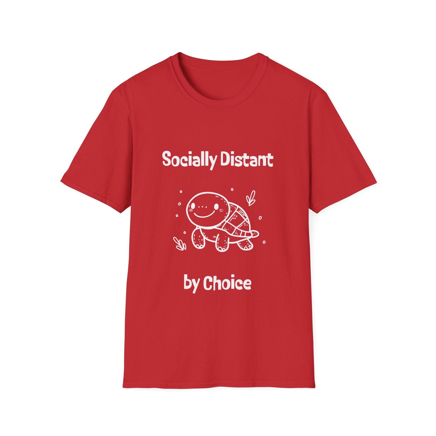 Cartoon Turtle Socially Distant By Choice T-Shirt - Funny Graphic Tee for All Ages, Unisex Top, Novelty Shirt with Cute Animal Design,