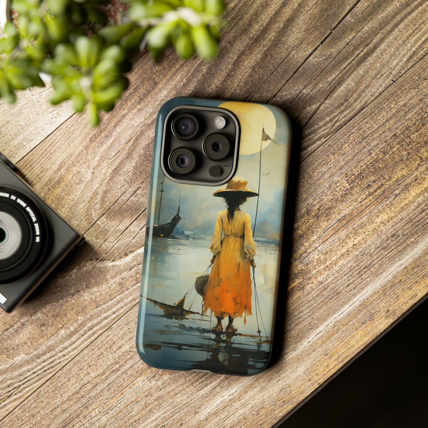 Beautiful and amazing gift for the holidays. Girl in a yellow dress on the beach. Unique iphone Tough Phone Case. Will have everyone talking