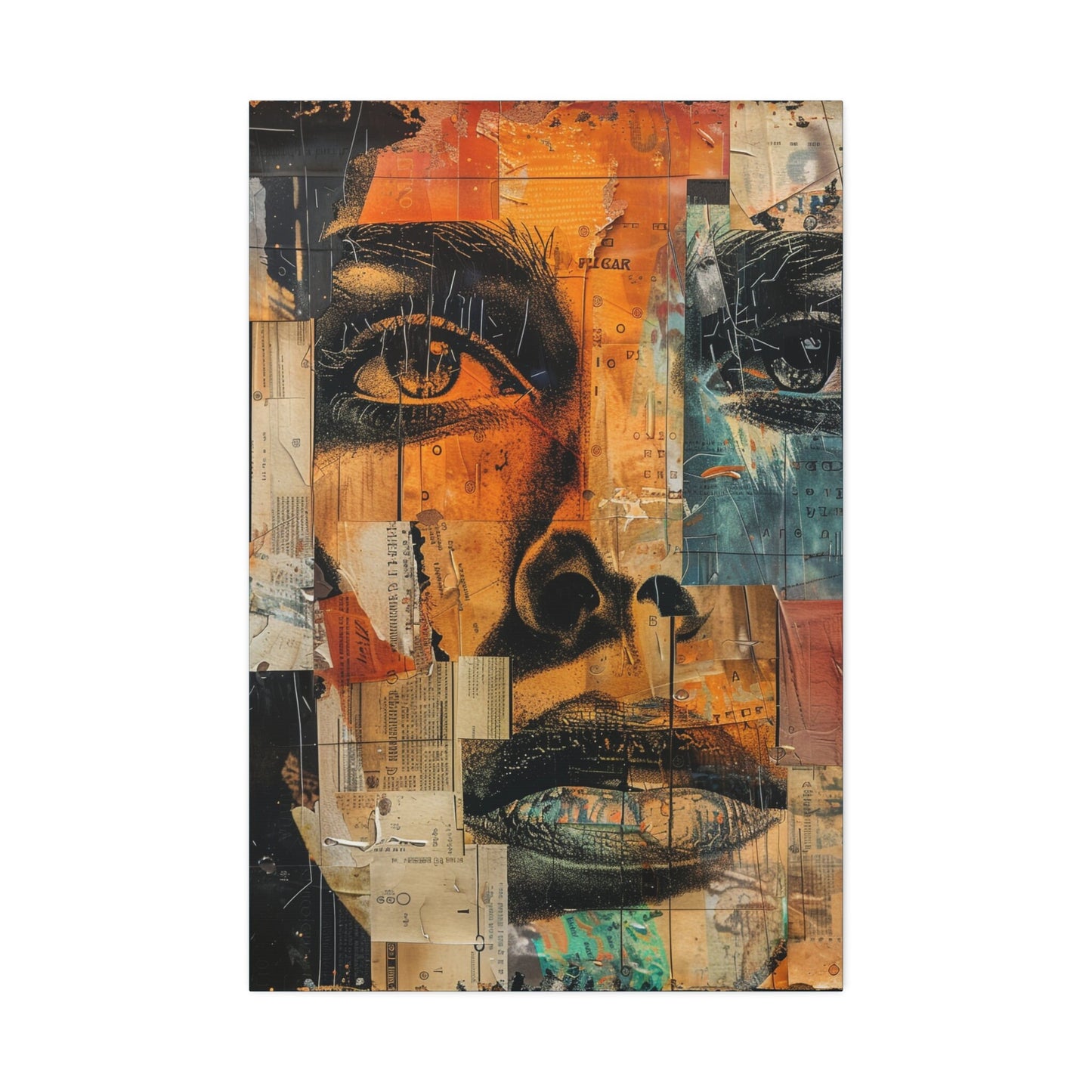 Unique Wall Art for your Home, Apartment, Room. Close up portrait of a woman. Paper collage Inspired Home Decor.Thought Provoking.