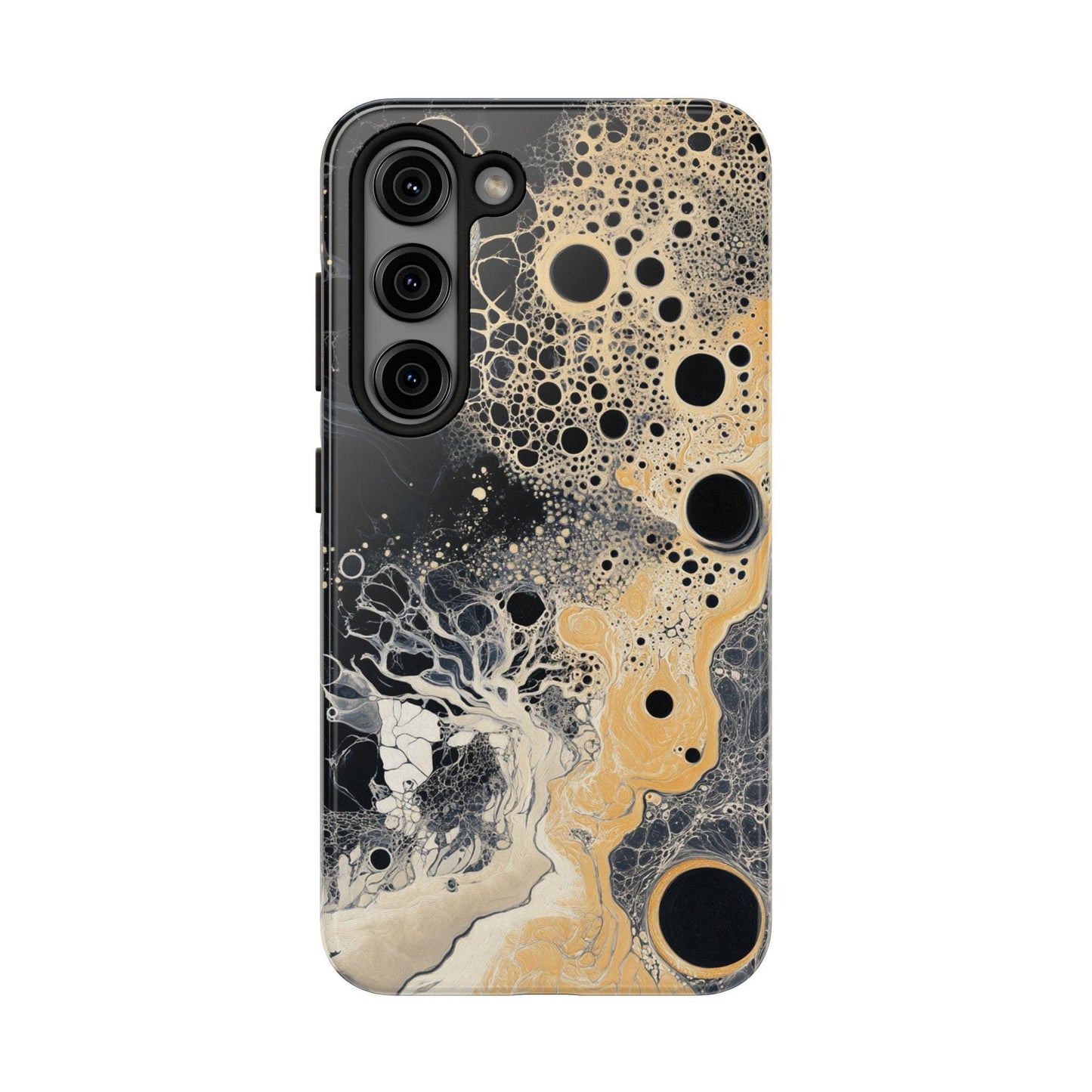 Abstract Fungal Inspired Phone Cases, Tough Samsung iPhone Cover, Black Yellow Art Design