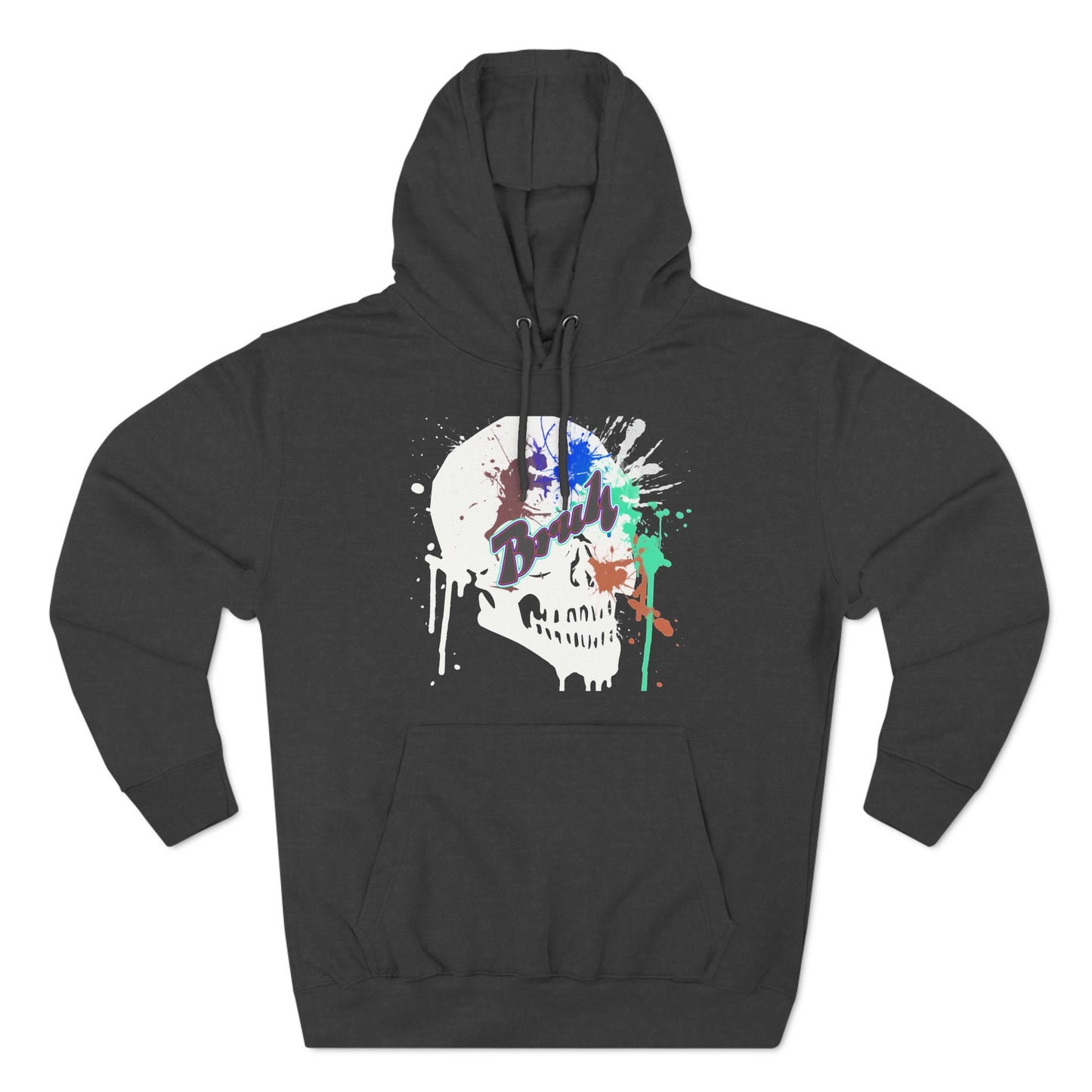 Strange and Unique sweatshirt that will have everyone talking. Bruh Skull with graffiti splash. Unisex Premium Pullover Hoodie.