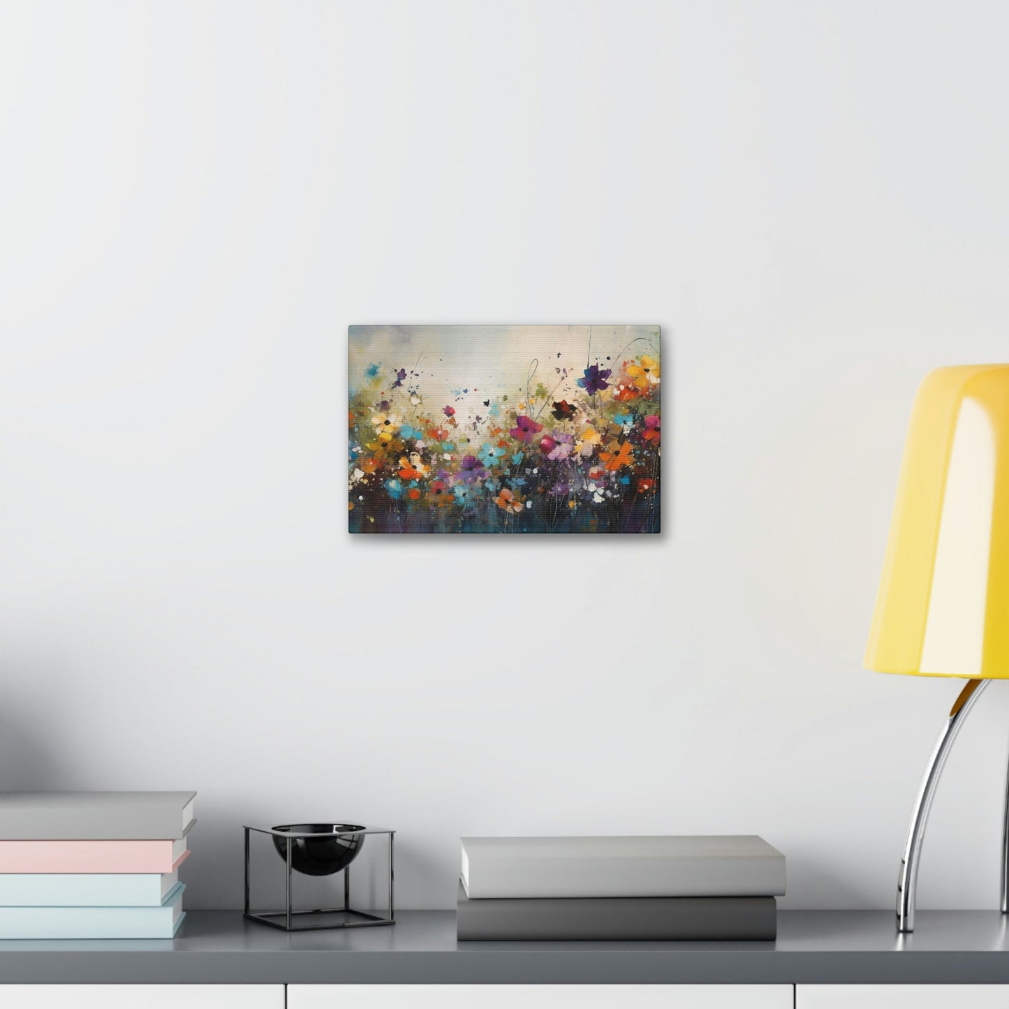Wildflowers in a meadow. Ai Generated, brightly colored Impressionist style painting Print with dripping paint effects