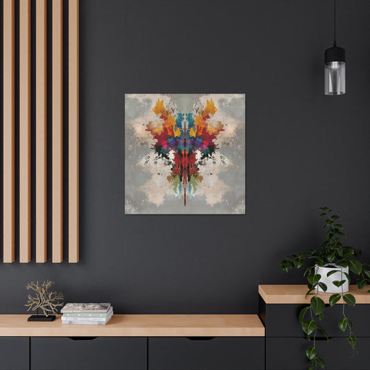 Art Print, Rorschach Test Inspired Multi-Color Wall Decor, Concrete Background, Gallery Wrap, Home Decor, Psychologist Gift, Inkblot
