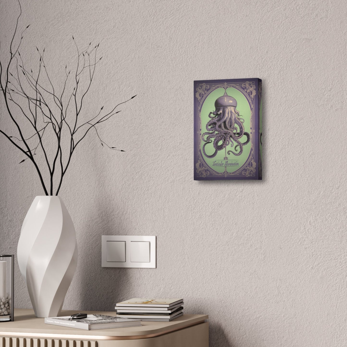 Unique College Dorm or New Apartment Wall Art | Art Nouveau liquor advertisement style print for an octopus light. Ai generated.