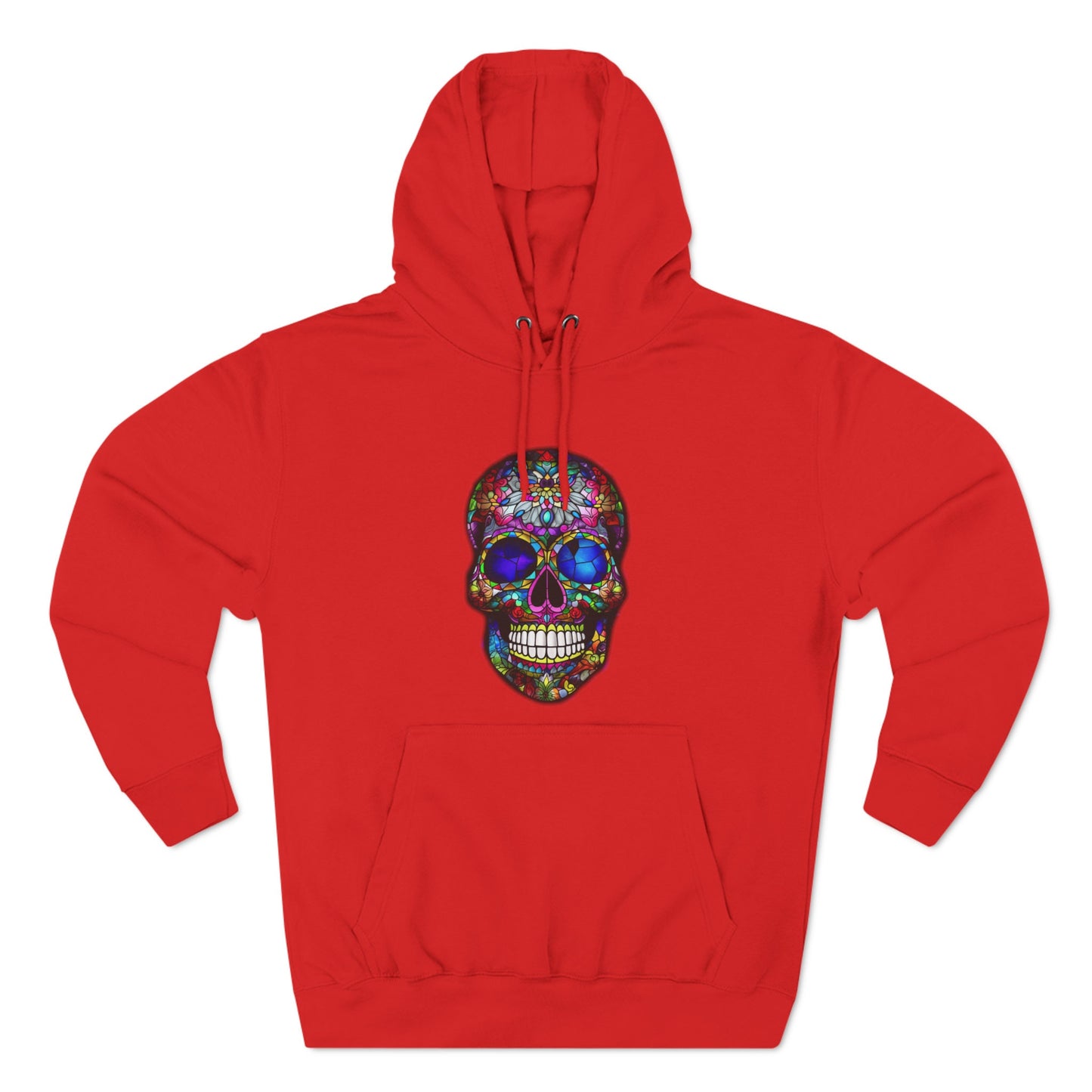 Unique Gift for the person (or yourself) who has wants to stand out in a crowd! Stained Glass Sugar Skull. Unisex Premium Pullover Hoodie.