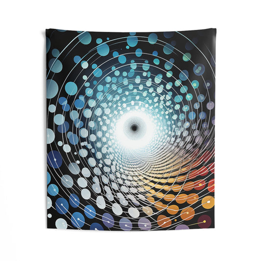 Trippy Spiral Black Hole Indoor Wall Tapestries for all your Smoker Friends. Unique AI Art designs for your dorm or chillout rooms.