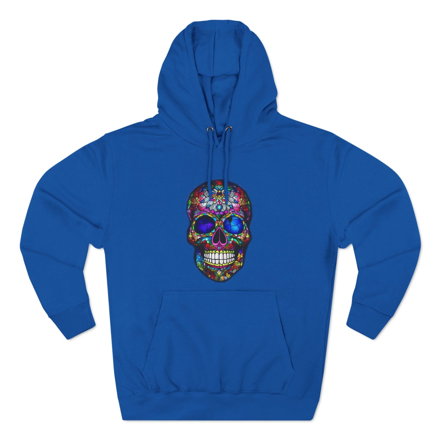 Unique Gift for the person (or yourself) who has wants to stand out in a crowd! Stained Glass Sugar Skull. Unisex Premium Pullover Hoodie.