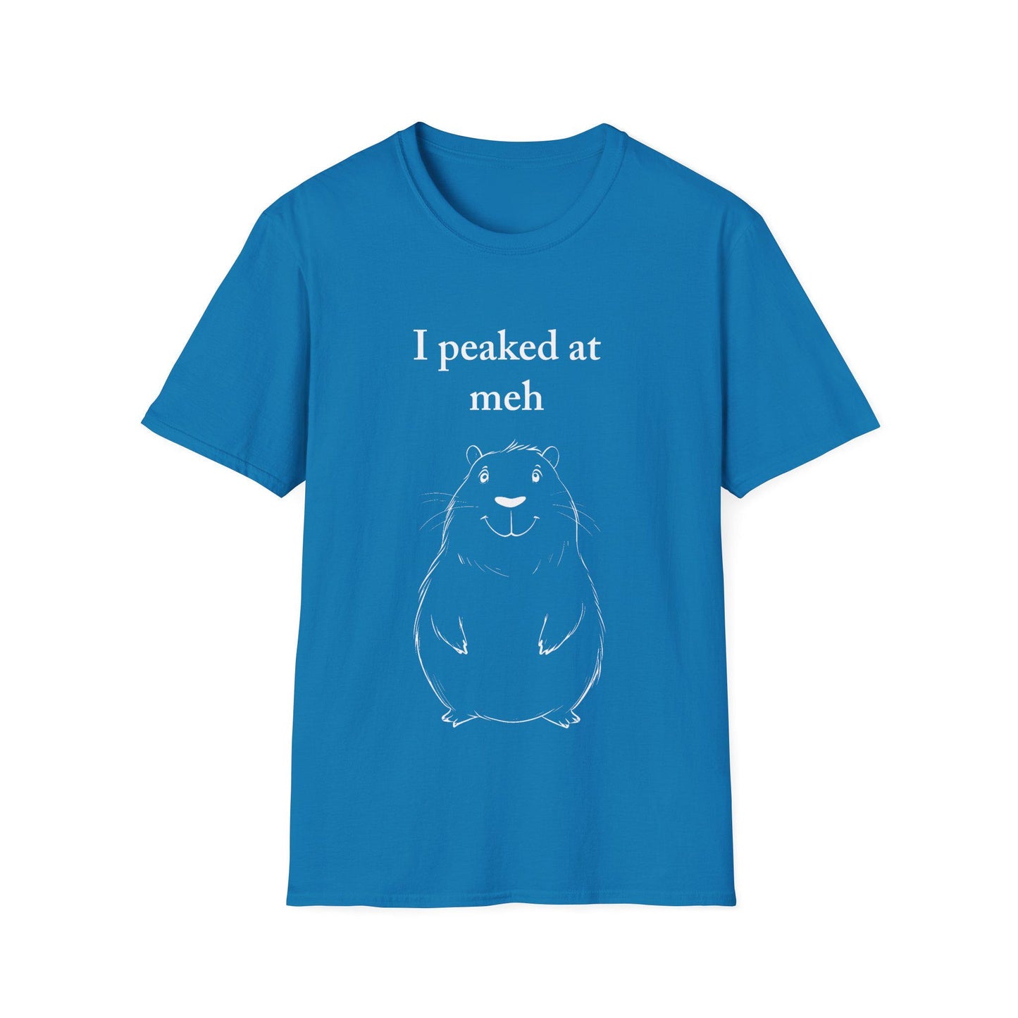 Capybara Line Drawing Unisex T-Shirt, Meh Graphic Tee, Sarcastic Cute Animal Quote, Simple Wildlife Top, Funny Clothing