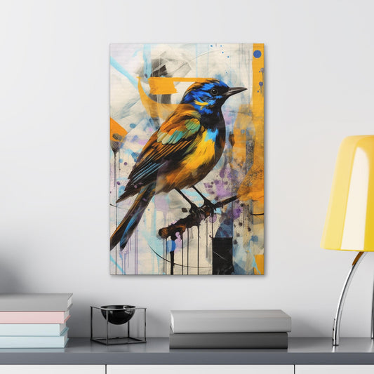Canvas Stretched, Yellow Bird Painting, Abstract Artwork, Wall Decor, Home Gift, Bird Lover Gift, Nature Lover Gift, Wildlife Art