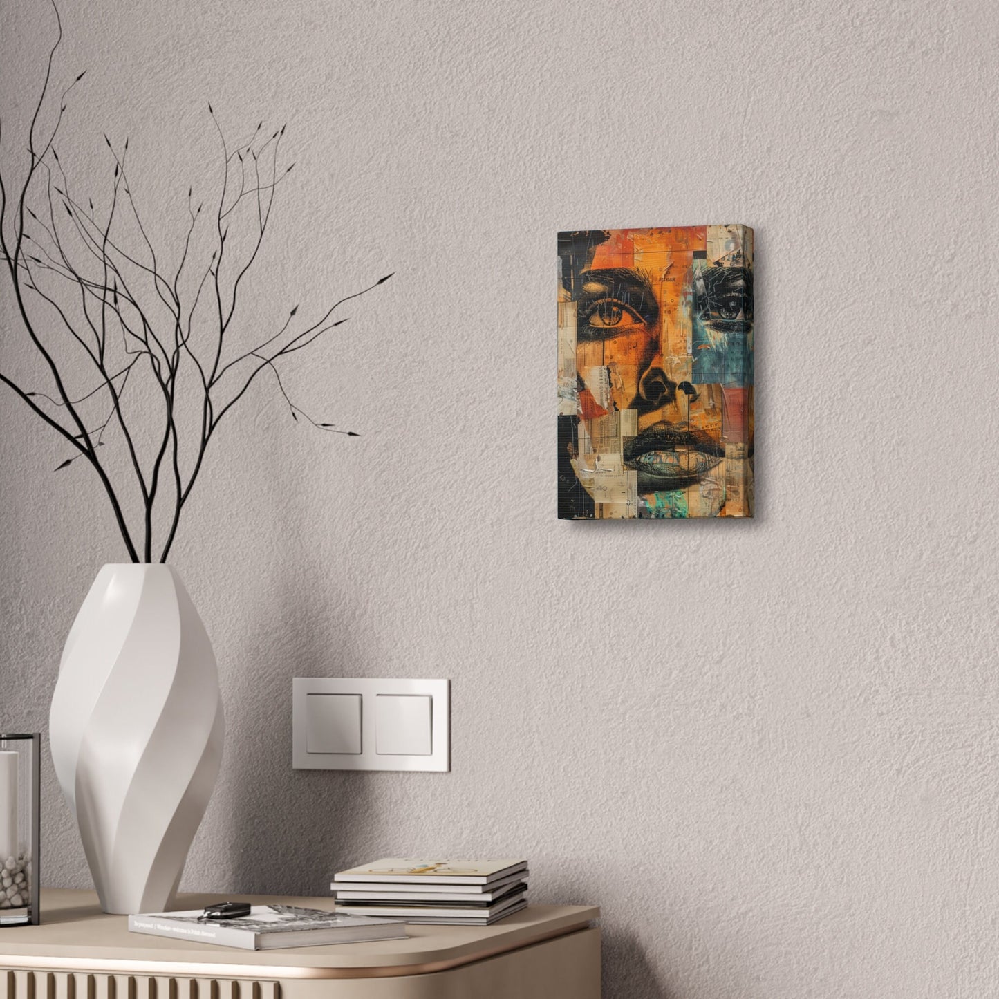 Unique Wall Art for your Home, Apartment, Room. Close up portrait of a woman. Paper collage Inspired Home Decor.Thought Provoking.