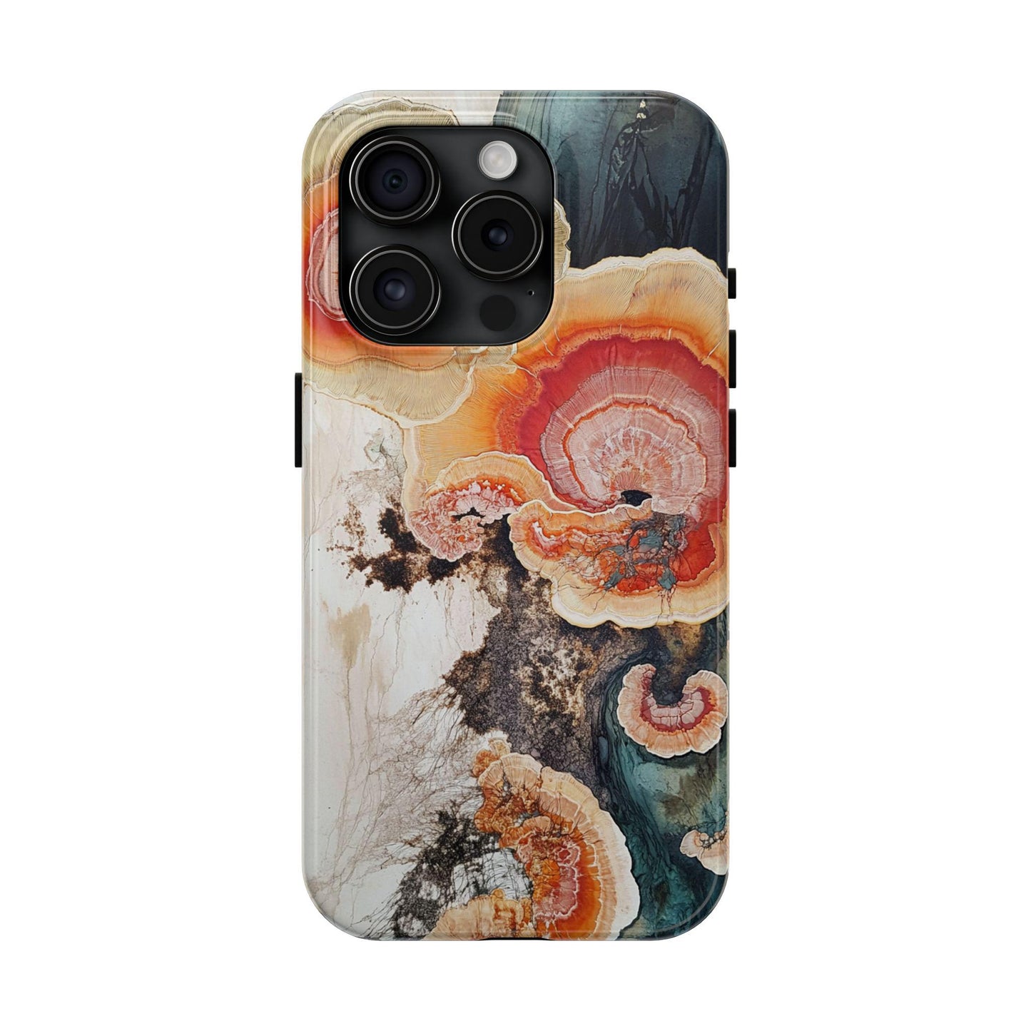 Abstract Fungal Inspired Phone Cases, Tough Samsung iPhone Cover, White Red Blue Orange Art Design