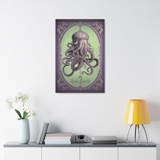 Unique College Dorm or New Apartment Wall Art | Art Nouveau liquor advertisement style print for an octopus light.  Ai generated.
