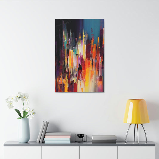 Rainbow Pixel Drip Abstract Painting Print.  Ai digital oil painting print meant to resemble a cross between abstract style and pixel art.