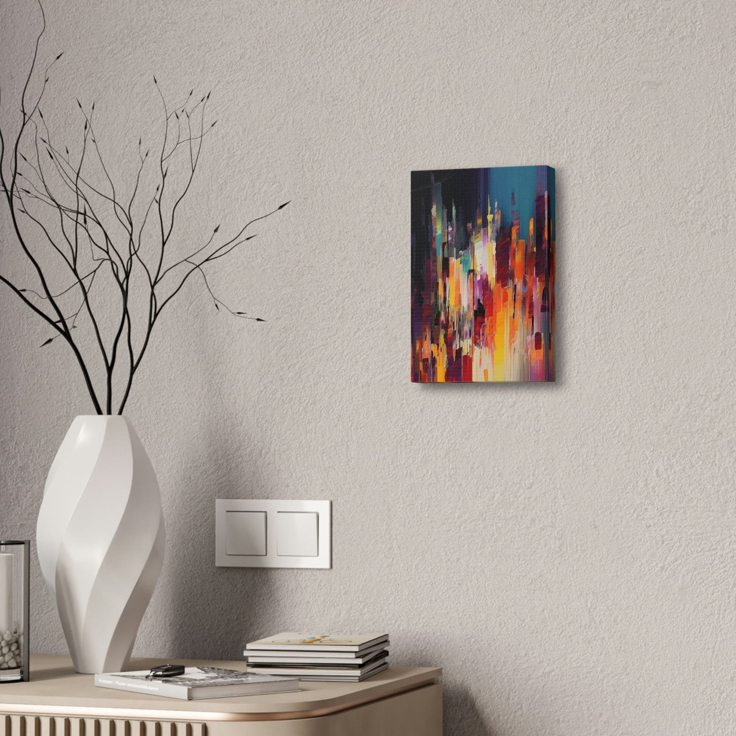 Rainbow Pixel Drip Abstract Painting Print. Ai digital oil painting print meant to resemble a cross between abstract style and pixel art.