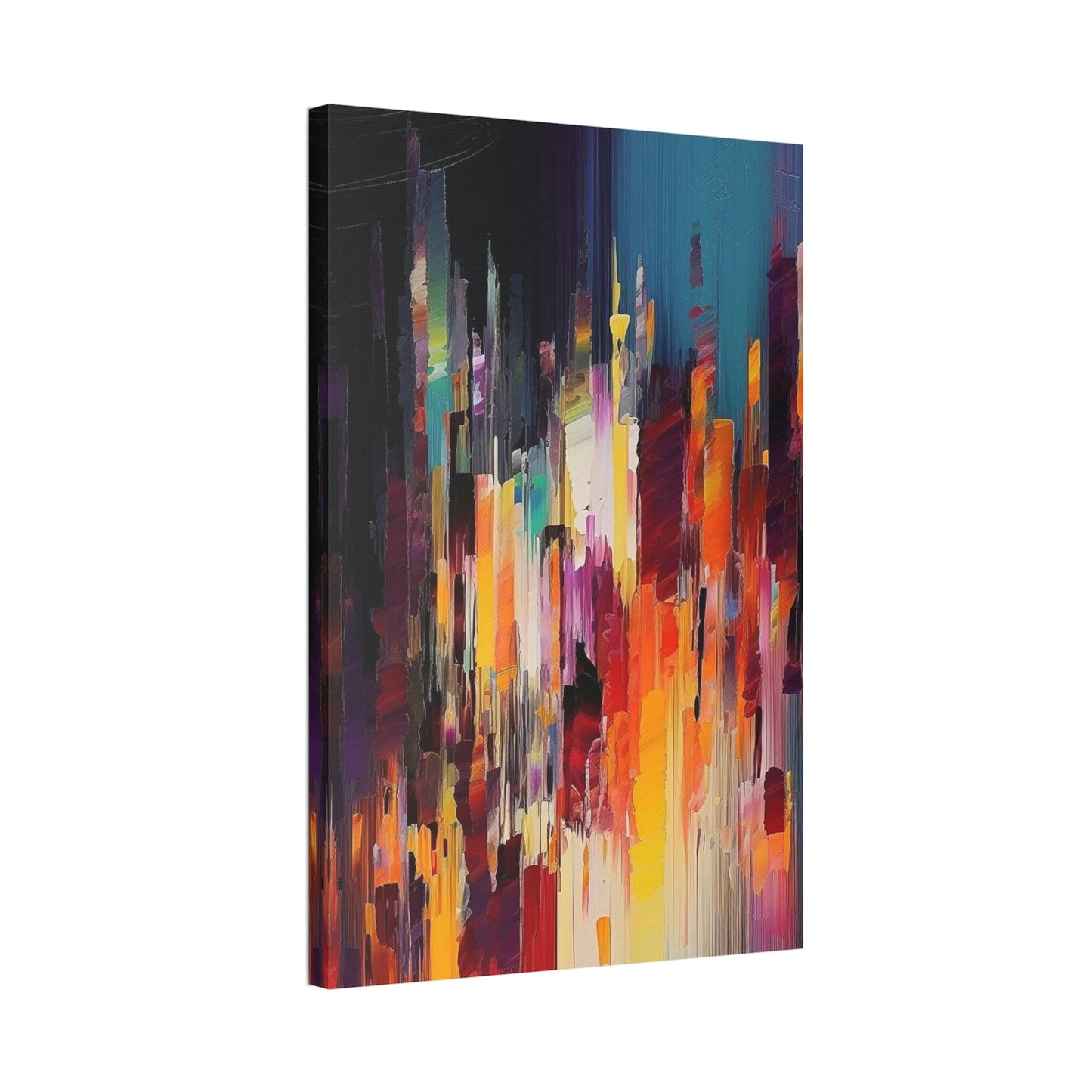 Rainbow Pixel Drip Abstract Painting Print. Ai digital oil painting print meant to resemble a cross between abstract style and pixel art.