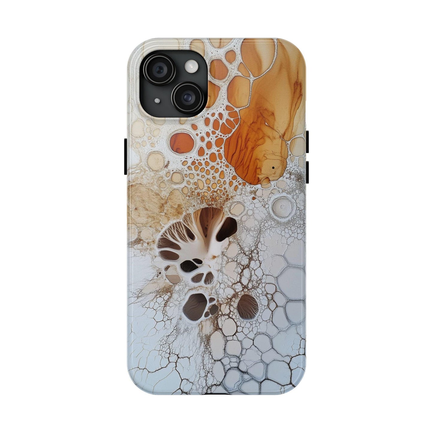 Abstract Fungal Inspired Phone Cases, Tough Samsung iPhone Cover, White Orange Brown Art Design