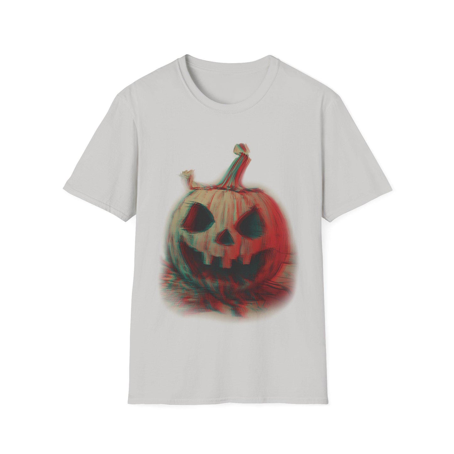 Anaglyph Pumpkin T-Shirt - Creepy Halloween Cotton Tee - Bold Graphic Shirt for Halloween Lovers! Creepy and A bit off for fall.