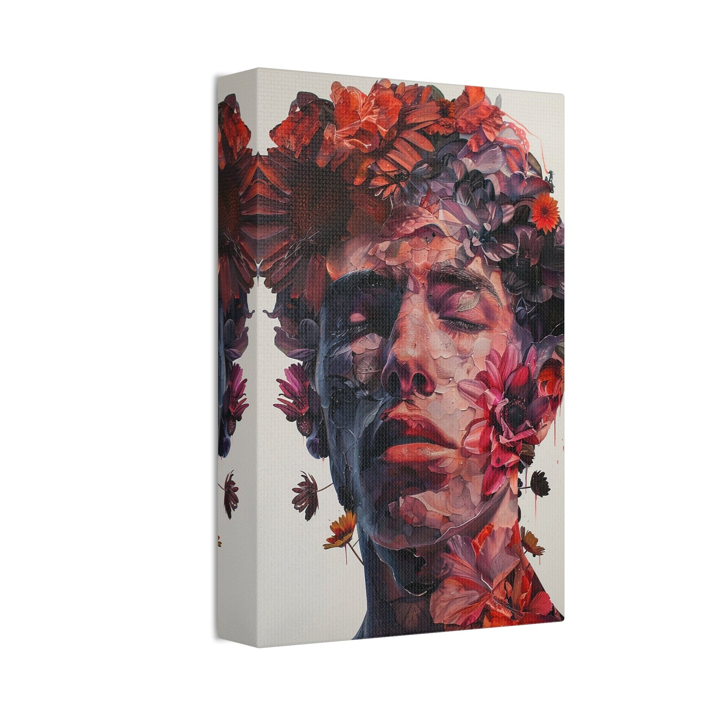 Oil Painted Flower Boy. Unique Wall Art for your Home, Apartment, Dorm Room. Folk Art Inspired Home Decor. Collage Style.Thought Provoking.