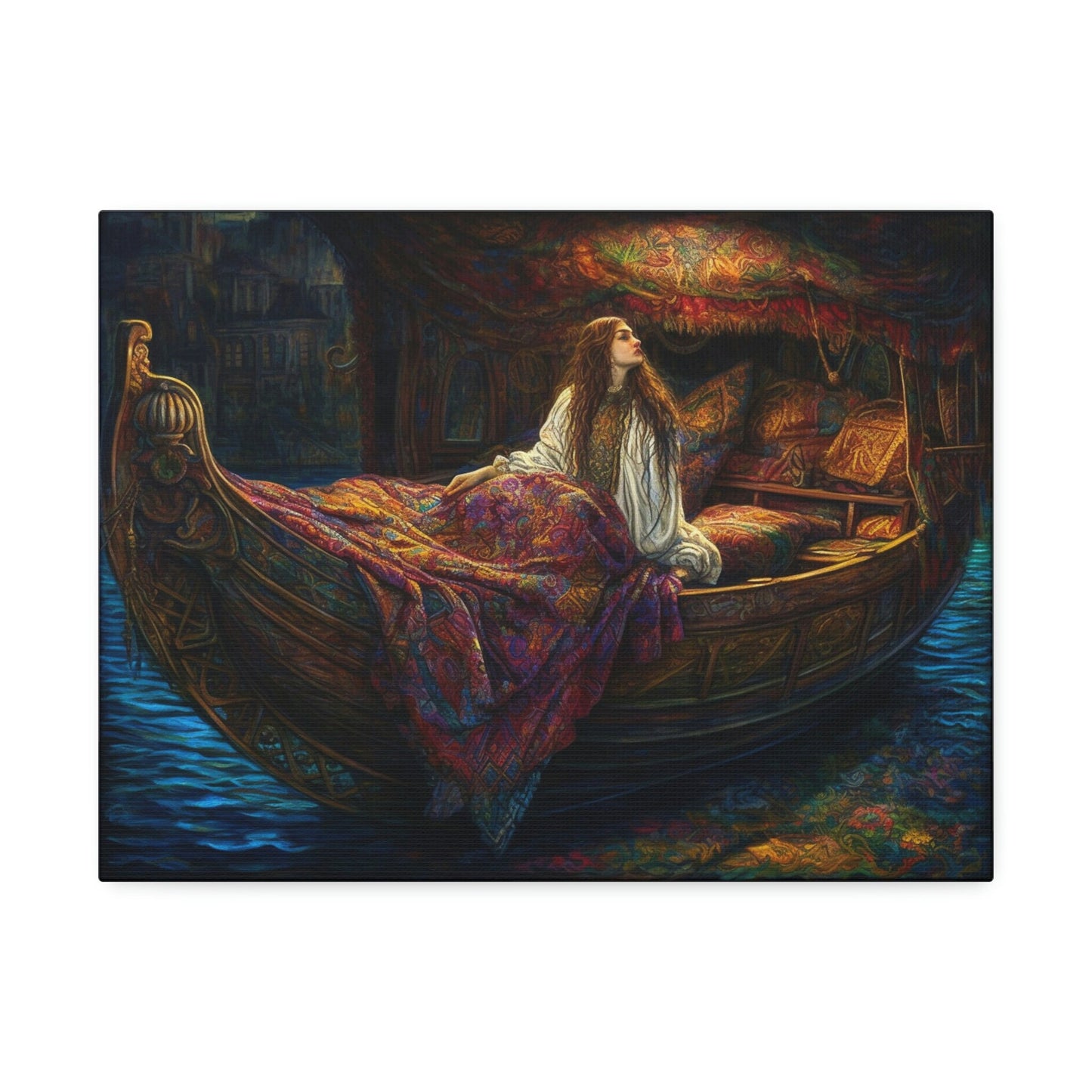 Unique wall art for college apartments or new homes | Reimagined Representation of The Lady Of Shallot by John William Waterhouse