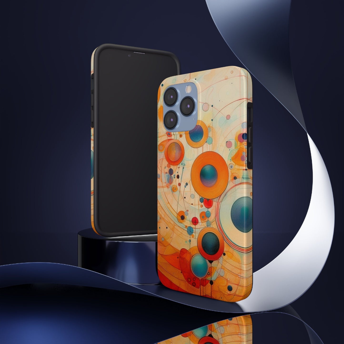 Abstract Orange, Red, and Blue Circles like Kandinsky Tough iPhone Case | Ai Art