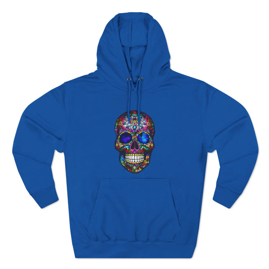 Unique Gift for the person (or yourself) who has wants to stand out in a crowd! Stained Glass Sugar Skull.  Unisex Premium Pullover Hoodie.