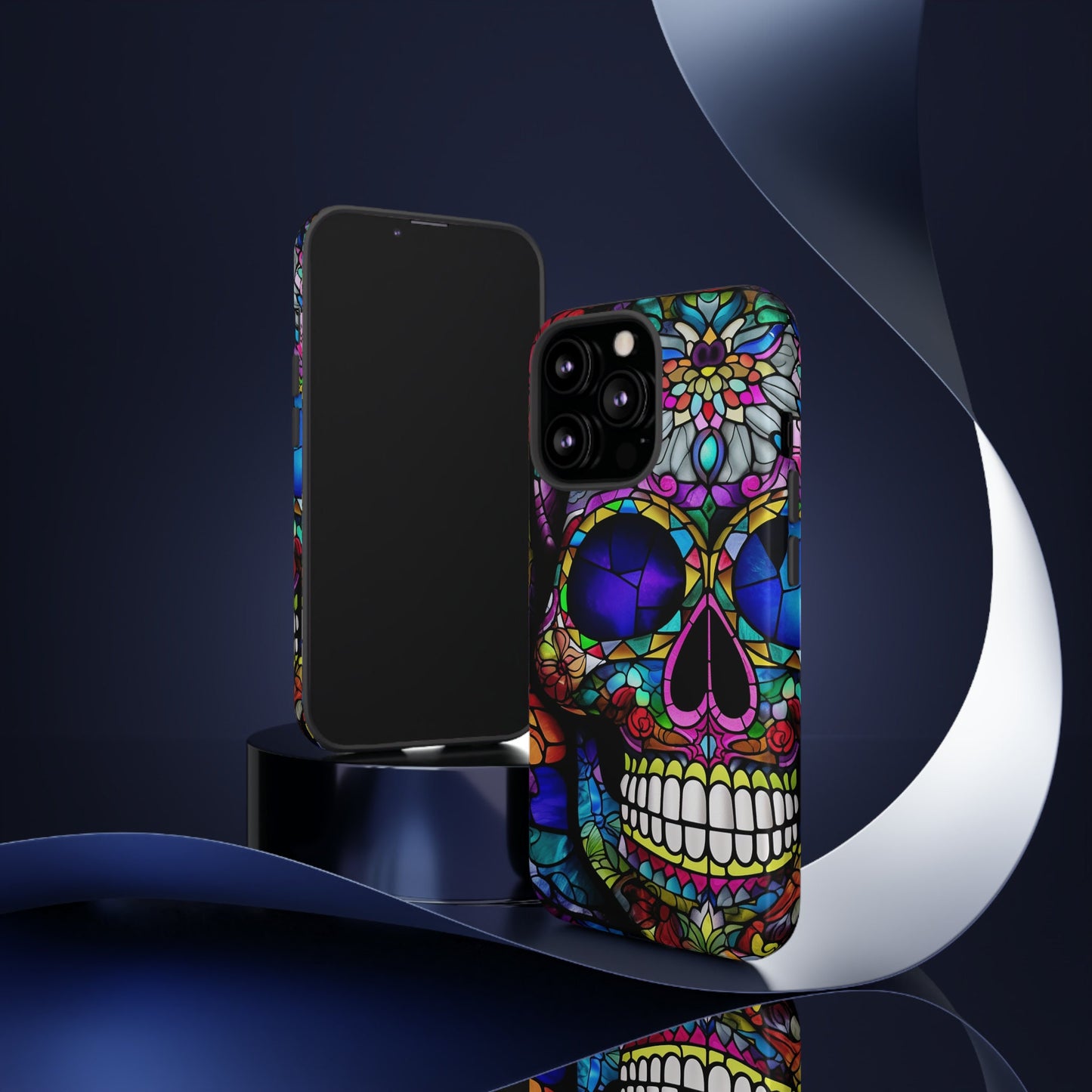 Perfect gift for the person that has it all. Help them stand out with this Stained Glass Sugar Skull (#1) iphone Tough Case. 4 Artists.