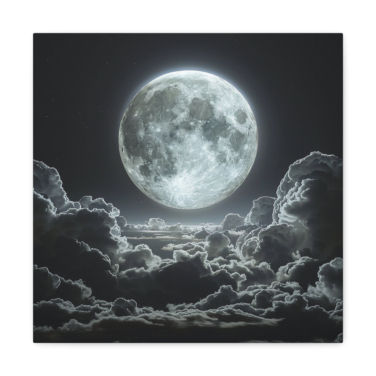 Unique Wall Art for your Home, Apartment or Dorm Room. Silver Full Moon in the Clouds Art, Home Decor.