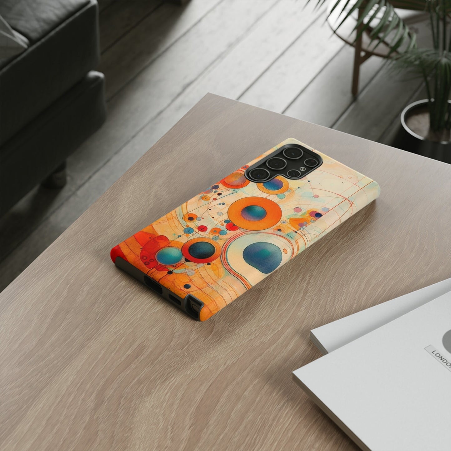 Abstract Orange, Red, and Blue Circles like Kandinsky Samsung and Google phone Tough Case | Ai Art