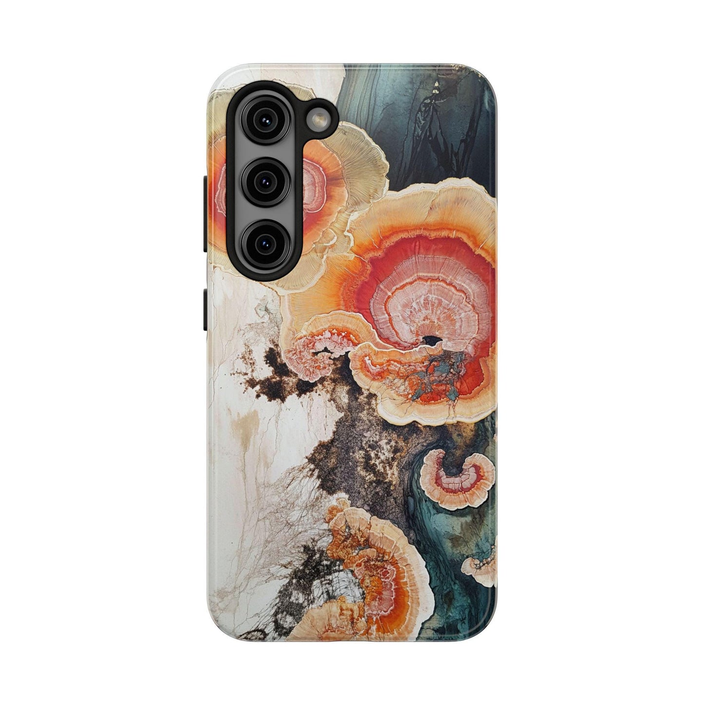 Abstract Fungal Inspired Phone Cases, Tough Samsung iPhone Cover, White Red Blue Orange Art Design