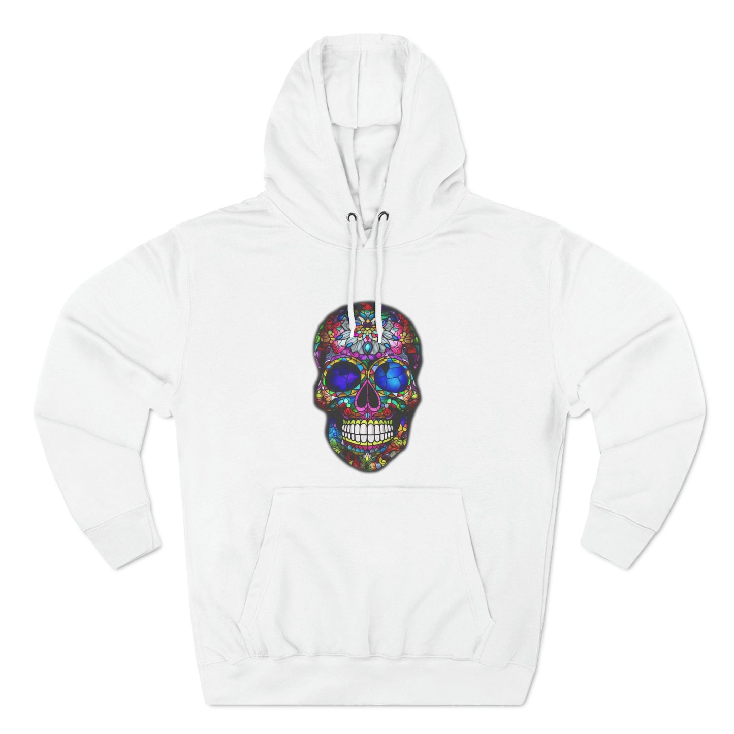 Unique Gift for the person (or yourself) who has wants to stand out in a crowd! Stained Glass Sugar Skull.  Unisex Premium Pullover Hoodie.