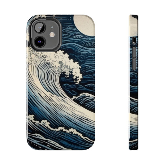 Blue wave Japanese Style Etching Print. Samsung Galaxy or iPhone Tough Case | Amazing mobile case.