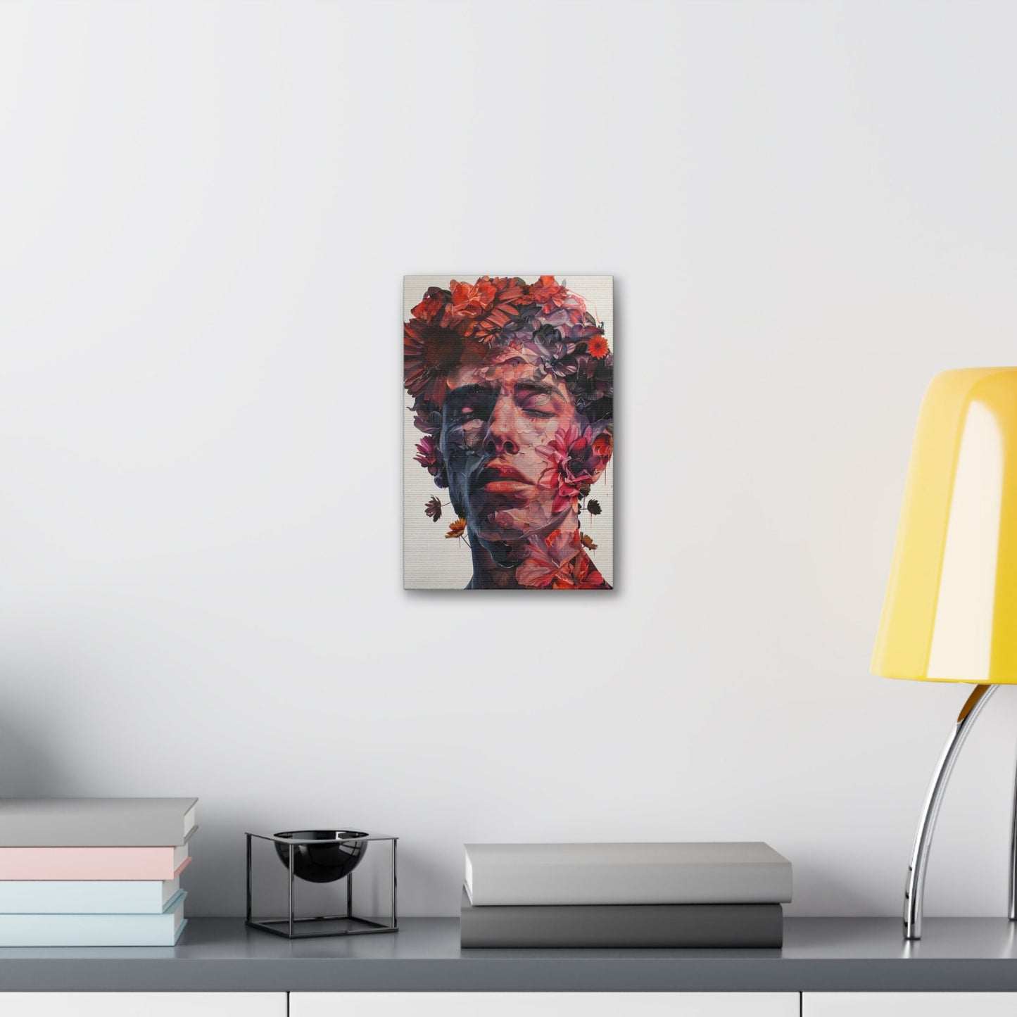 Oil Painted Flower Boy. Unique Wall Art for your Home, Apartment, Dorm Room. Folk Art Inspired Home Decor. Collage Style.Thought Provoking.