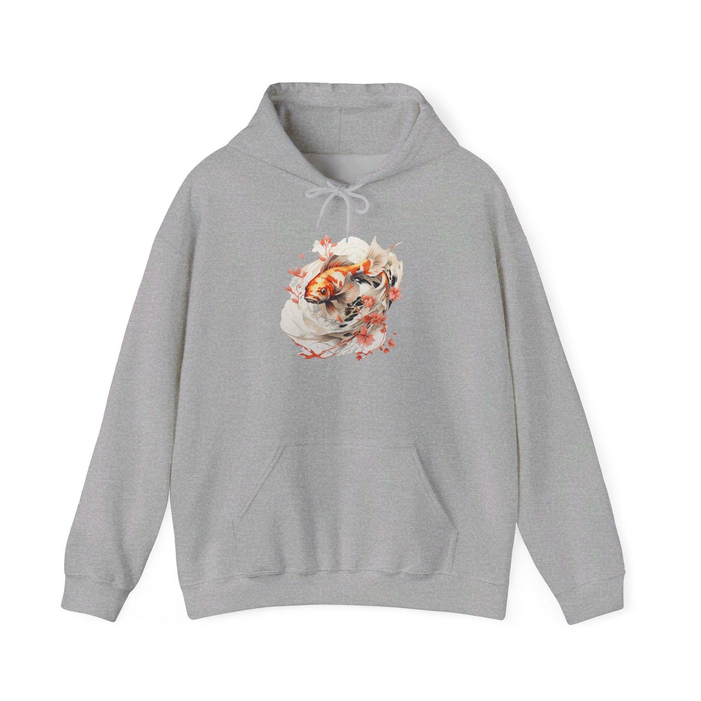 Unisex Heavy Blend™ Hooded Sweatshirt: Koi Fish Hoodie with Floral Design | Cozy Unisex Sweatshirt | Japanese Inspired Apparel
