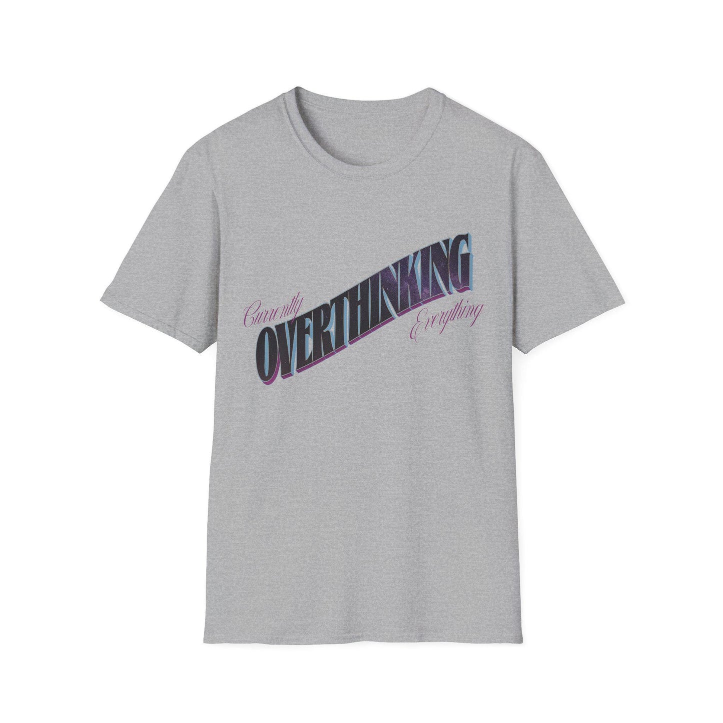 Vintage Sunset Overthinking Unisex Softstyle T-Shirt, Postcard Design, Retro Tee Shirt, Summer Beach Apparel, Gift for Thinkers, Funny