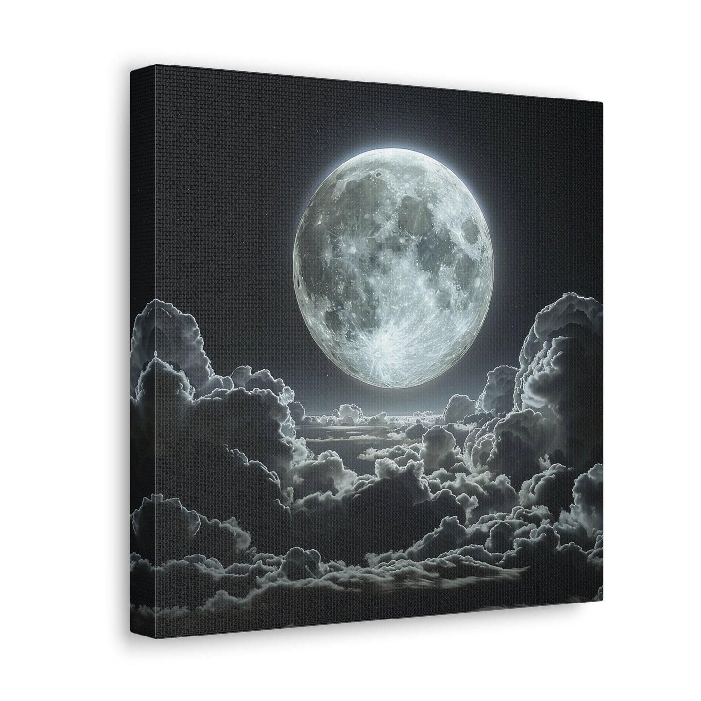 Unique Wall Art for your Home, Apartment or Dorm Room. Silver Full Moon in the Clouds Art, Home Decor.