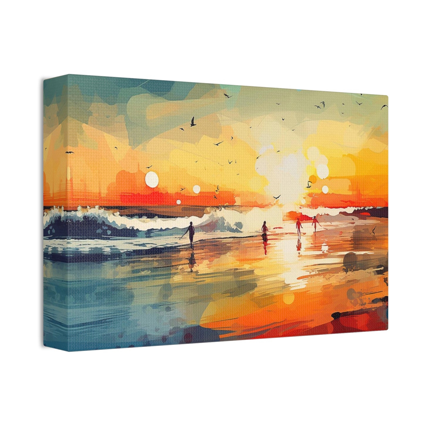 Surfer's Sunset Paradise: Abstract Painting Print