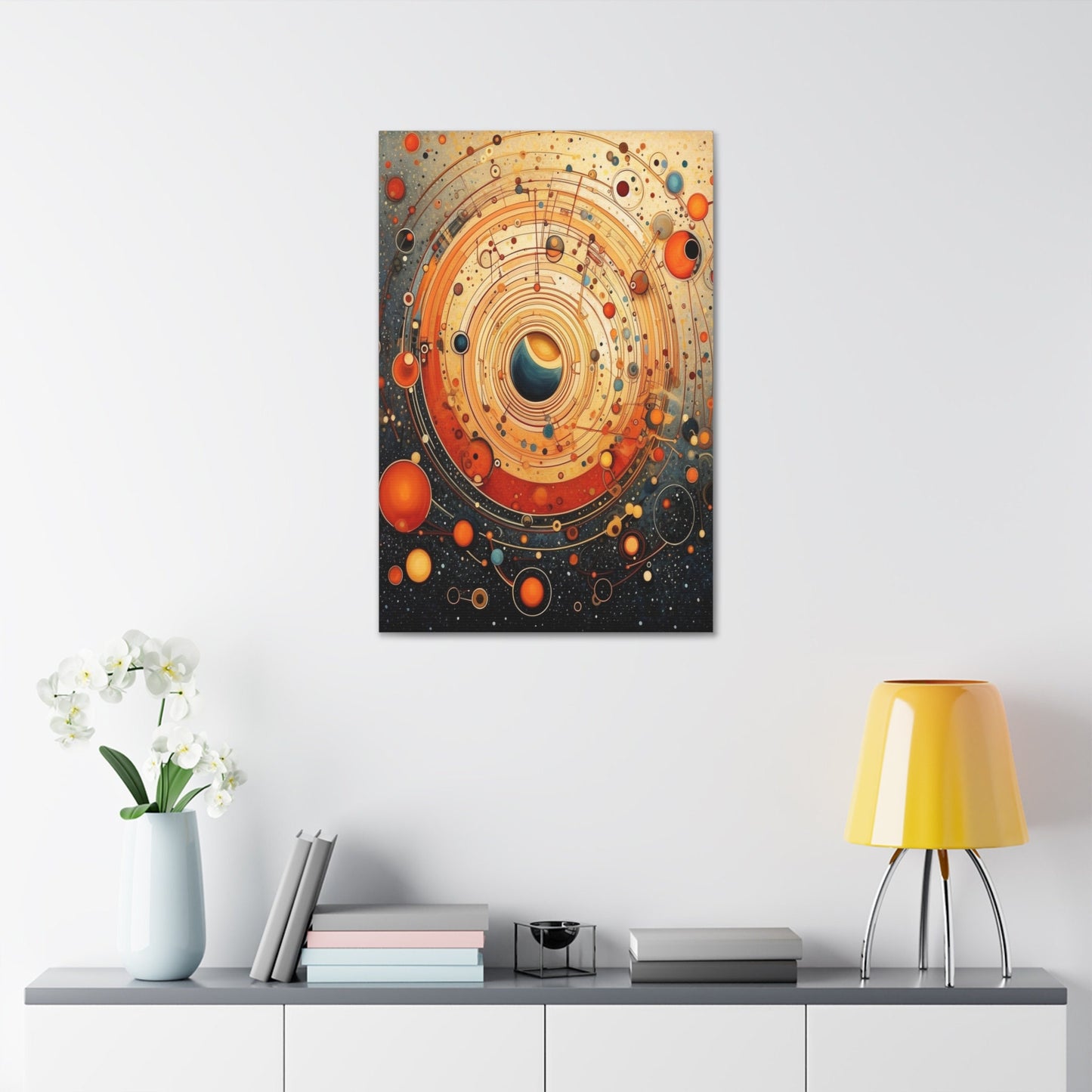 Unique College Dorm or New Apartment Wall Art | Abstract universe inspired by Several Circles by Kandinsky. Ai generated digital painting.