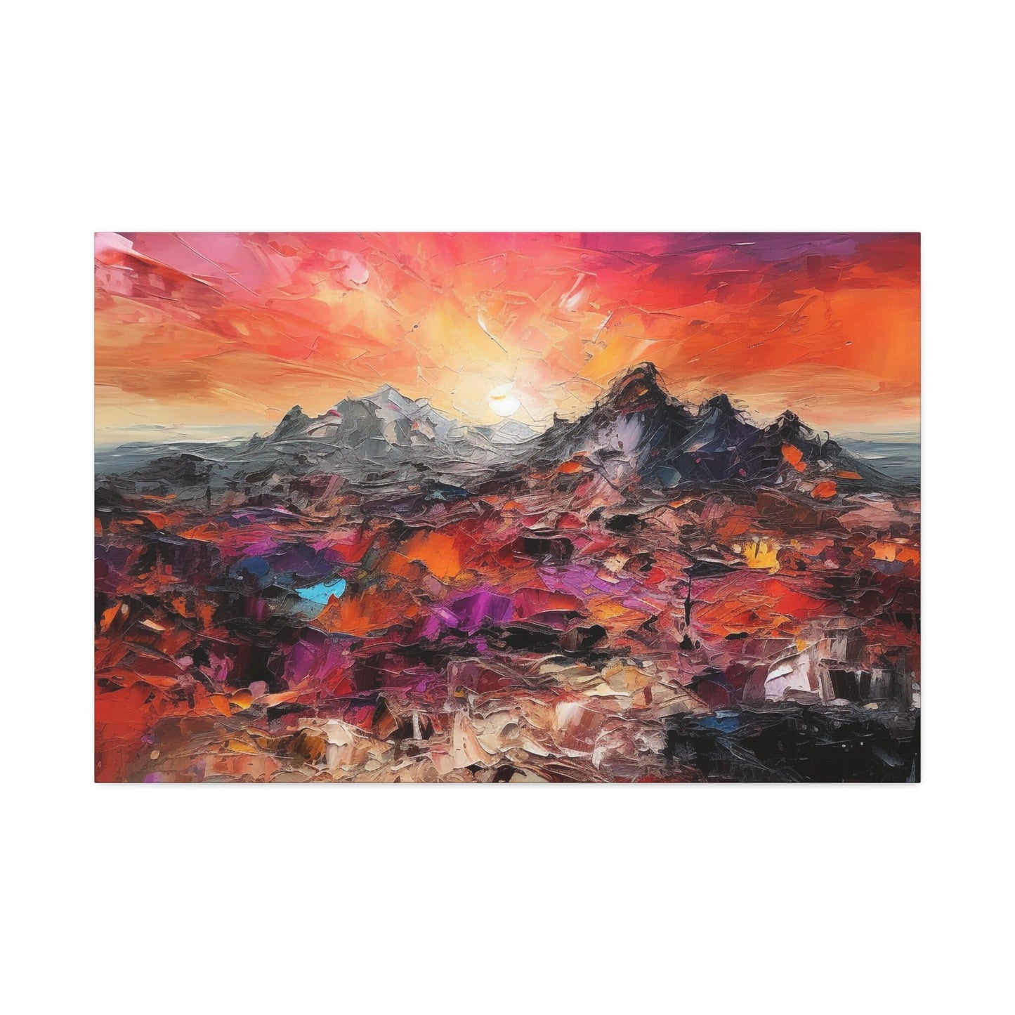 Vibrant Abstract Desert Sunset Wall Art | Canvas Print for Home Decor. Organic Texture Painting, Modern Chic Artwork. Dorm or Apartment Art.