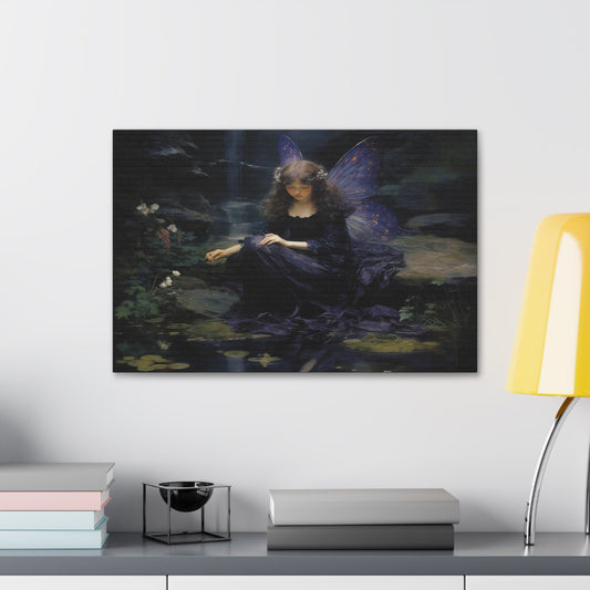 Unique wall art for college apartments  and new homes | Purple Fairy Contemplation by a Forest Stream | Ai Wall Art