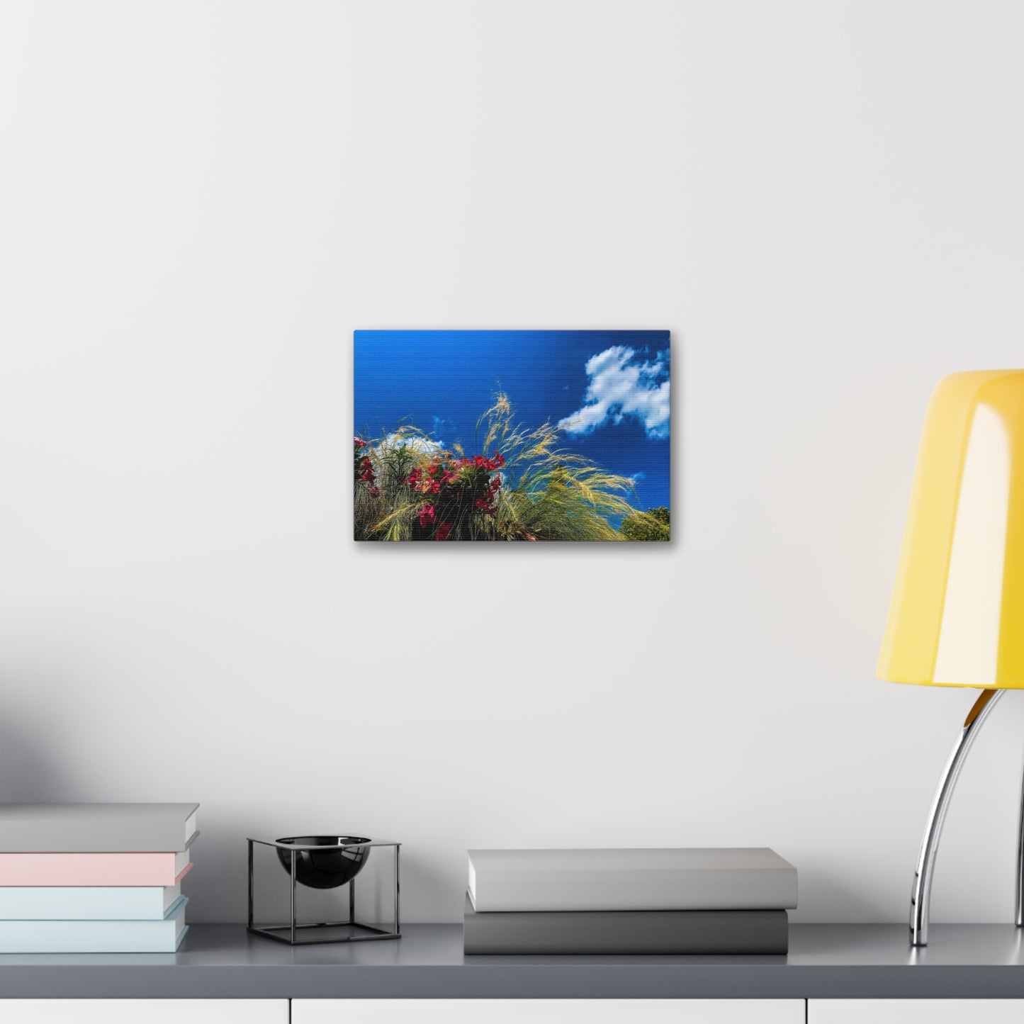 Red Flowers, Green Grass and Blue Sky: Photo Print