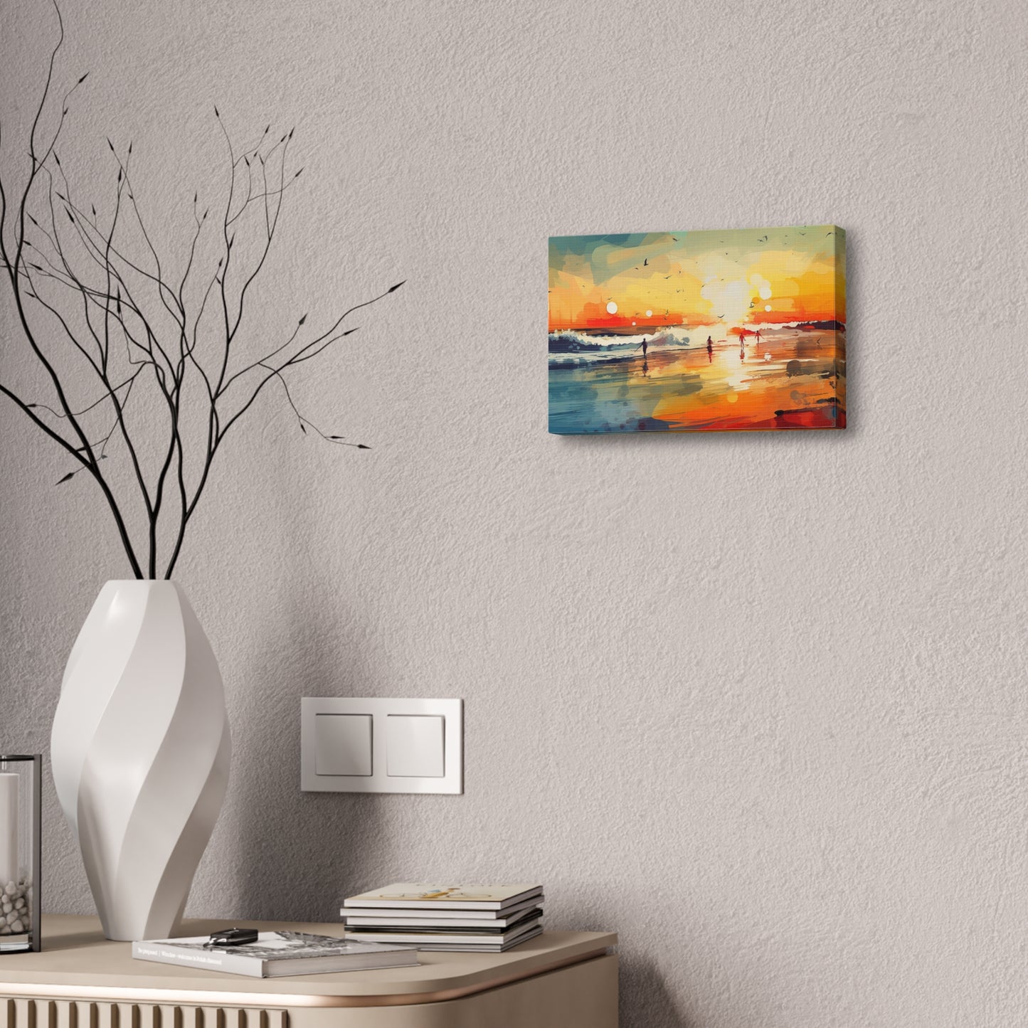Surfer's Sunset Paradise: Abstract Painting Print