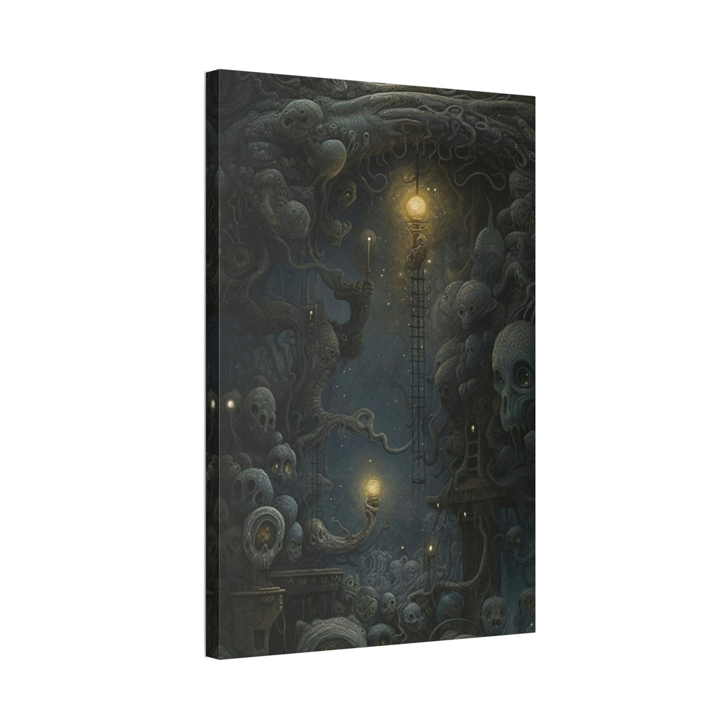 Unique wall art for college apartments or new homes | Surreal AI-Art Print: Starry Night Inspired with H.R. Giger, Szukalski, and Beksinski