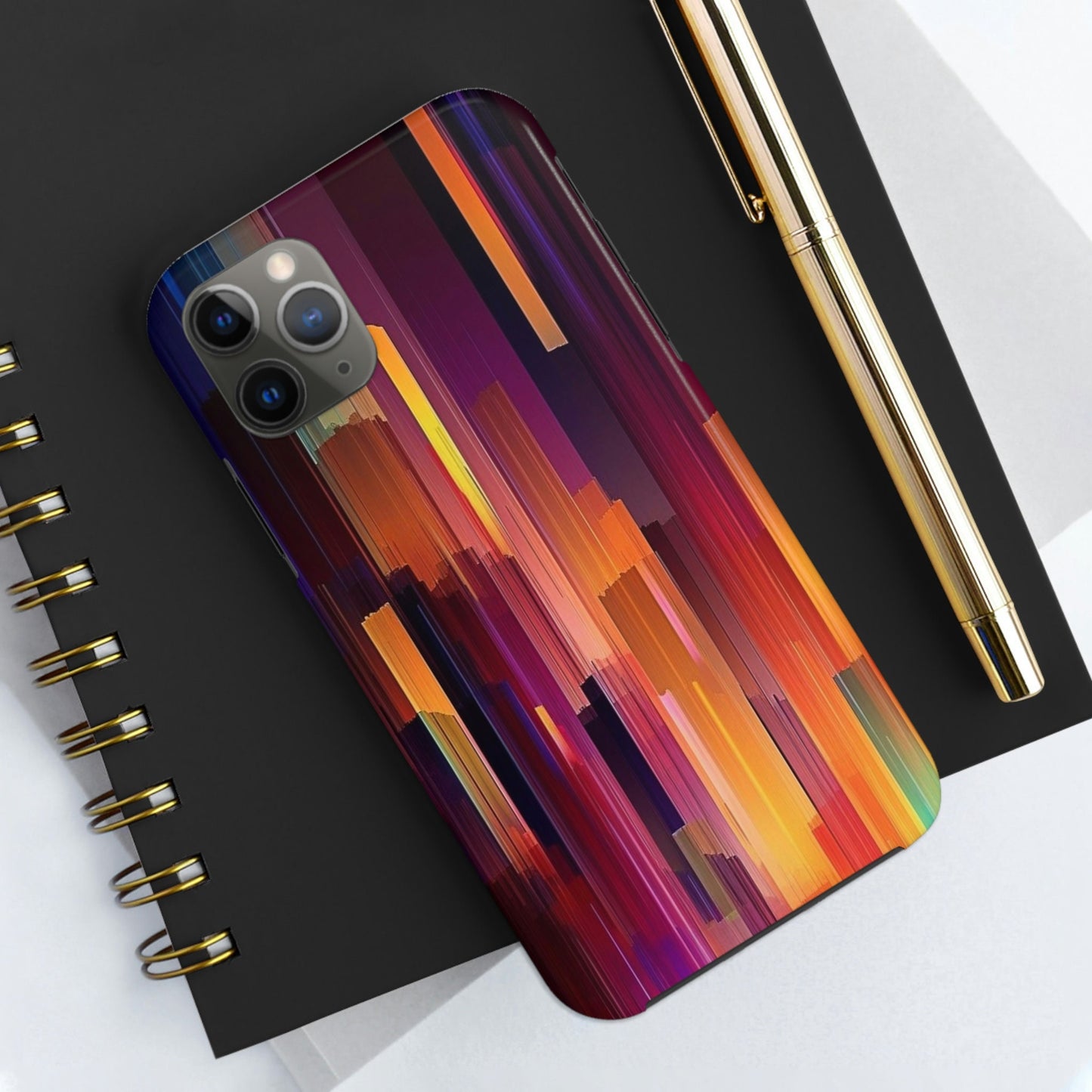 Abstract Multicolored Red, Orange, Purple, and Black Lines No.1 iPhone Tough Case | AI Art.