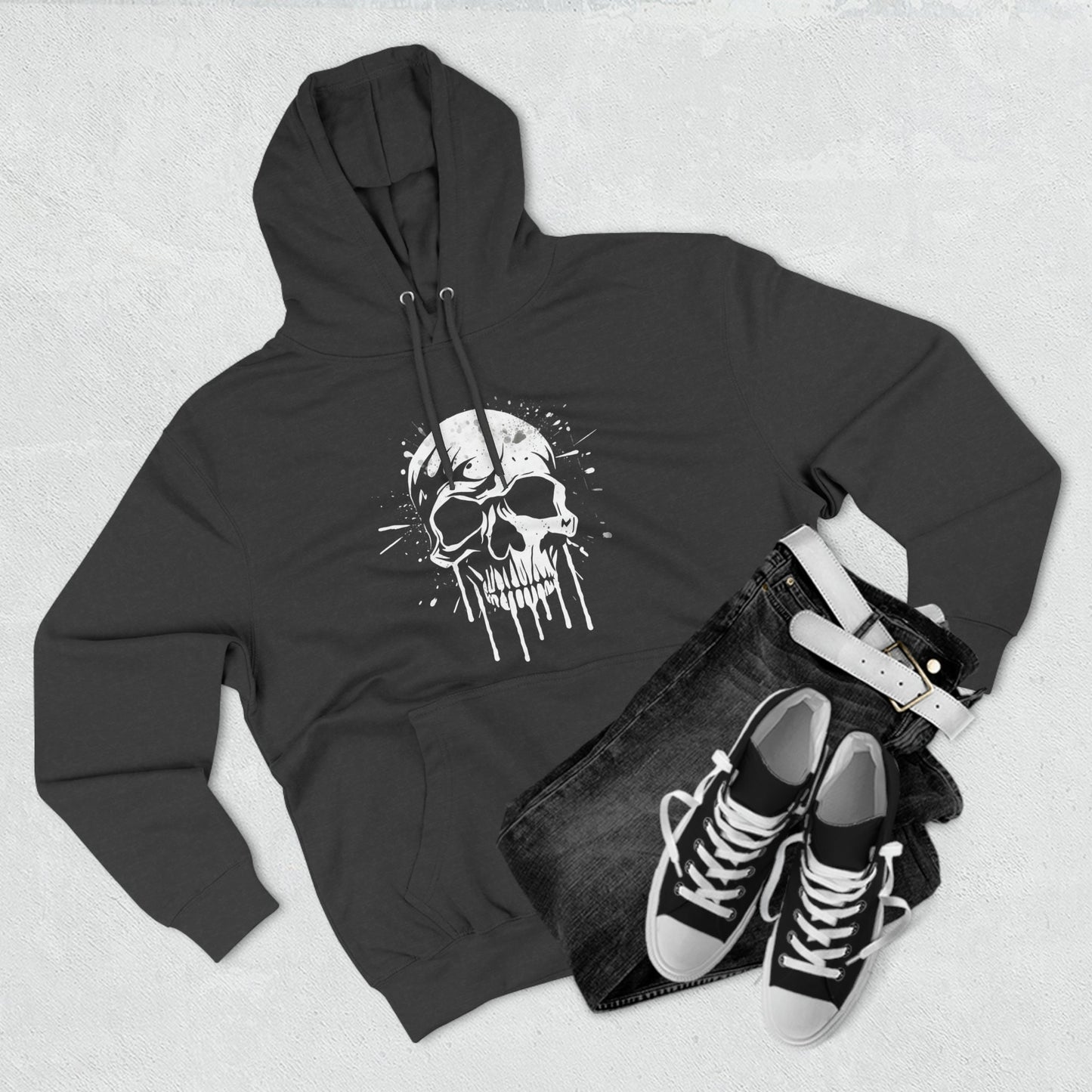 Unique Gift for the person who has wants to stand out in a crowd! White Skull Graffiti Unisex Premium Pullover Hoodie. Great guy gift.