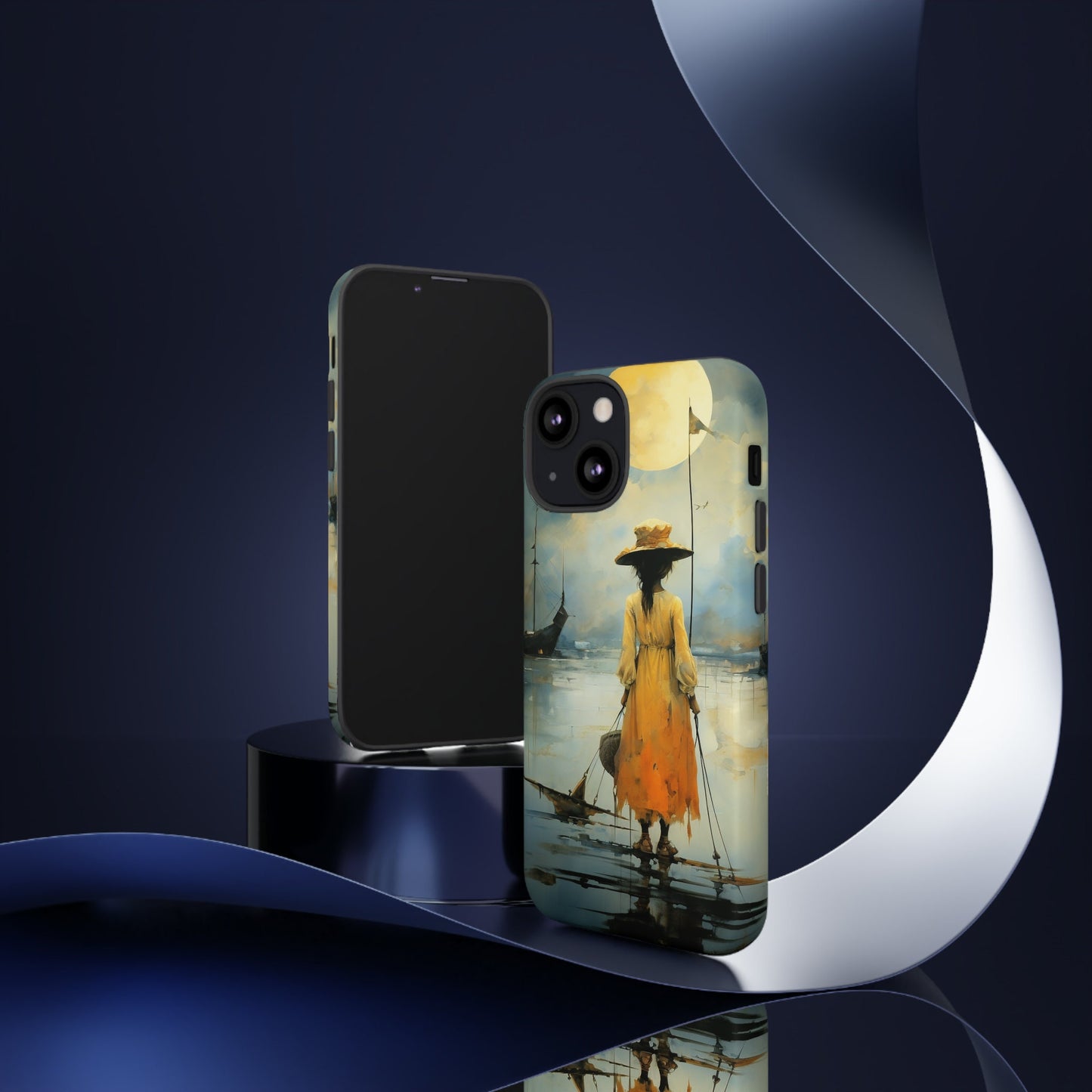 Beautiful and amazing gift for the holidays. Girl in a yellow dress on the beach. Unique iphone Tough Phone Case. Will have everyone talking