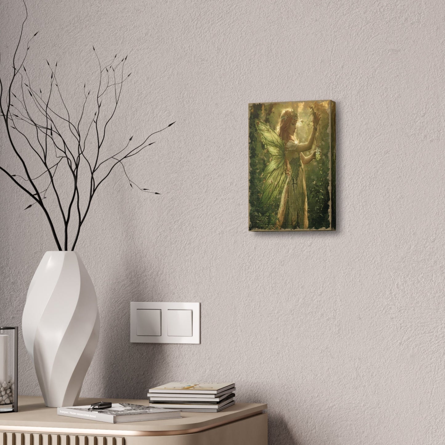 Enchanting Green Fairy Wall Art - Mystical Woodland Fairy Print - Fantasy Art for Home Decor. Made in style of art nouveau absinthe poster